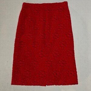 J. Crew Coral / Pink sz 2 Eyelet Pencil Skirt
